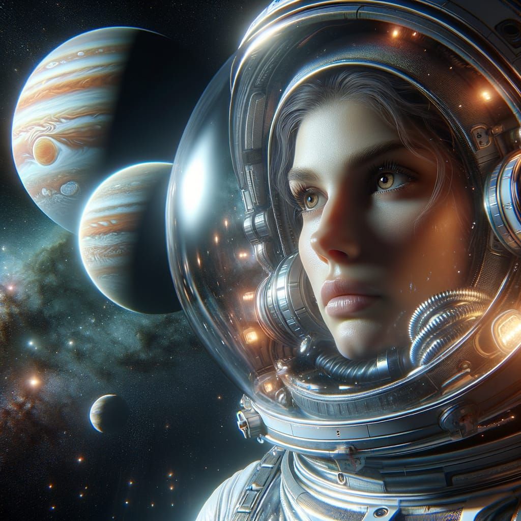 A Photorealistic Portrait of a Space Explorer in the Cosmos