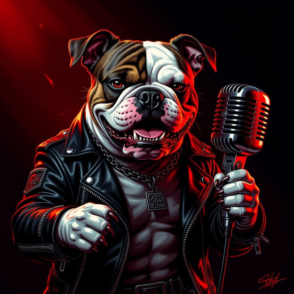 Pocket Bully Dog Rocking Metal Jacket with Microphone