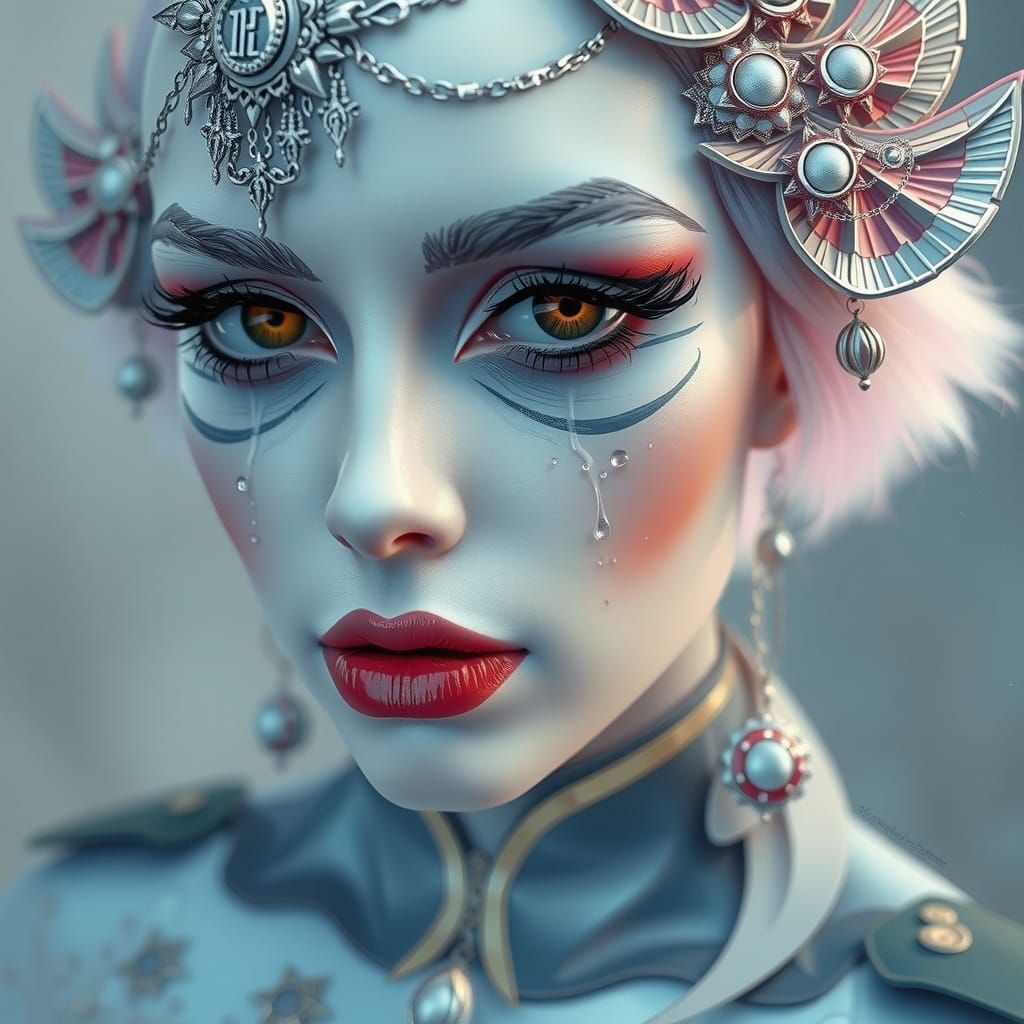 Cosplay Girl Crying with Running Mascara: Emotional Digital ...