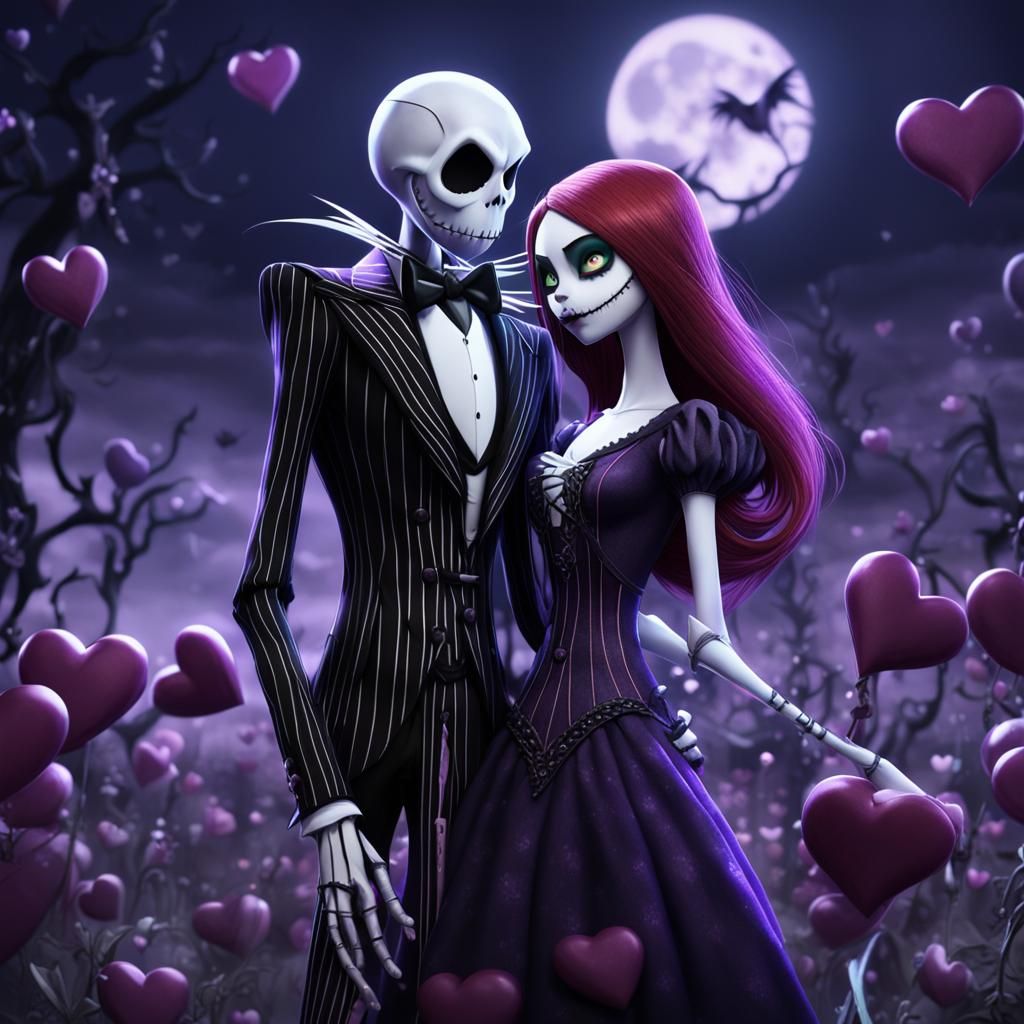 Jack Skellington and Sally in 3D Anime Art