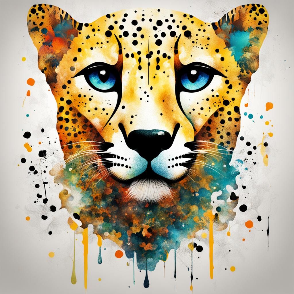 Symbolic Cheetah with Asemic Elements