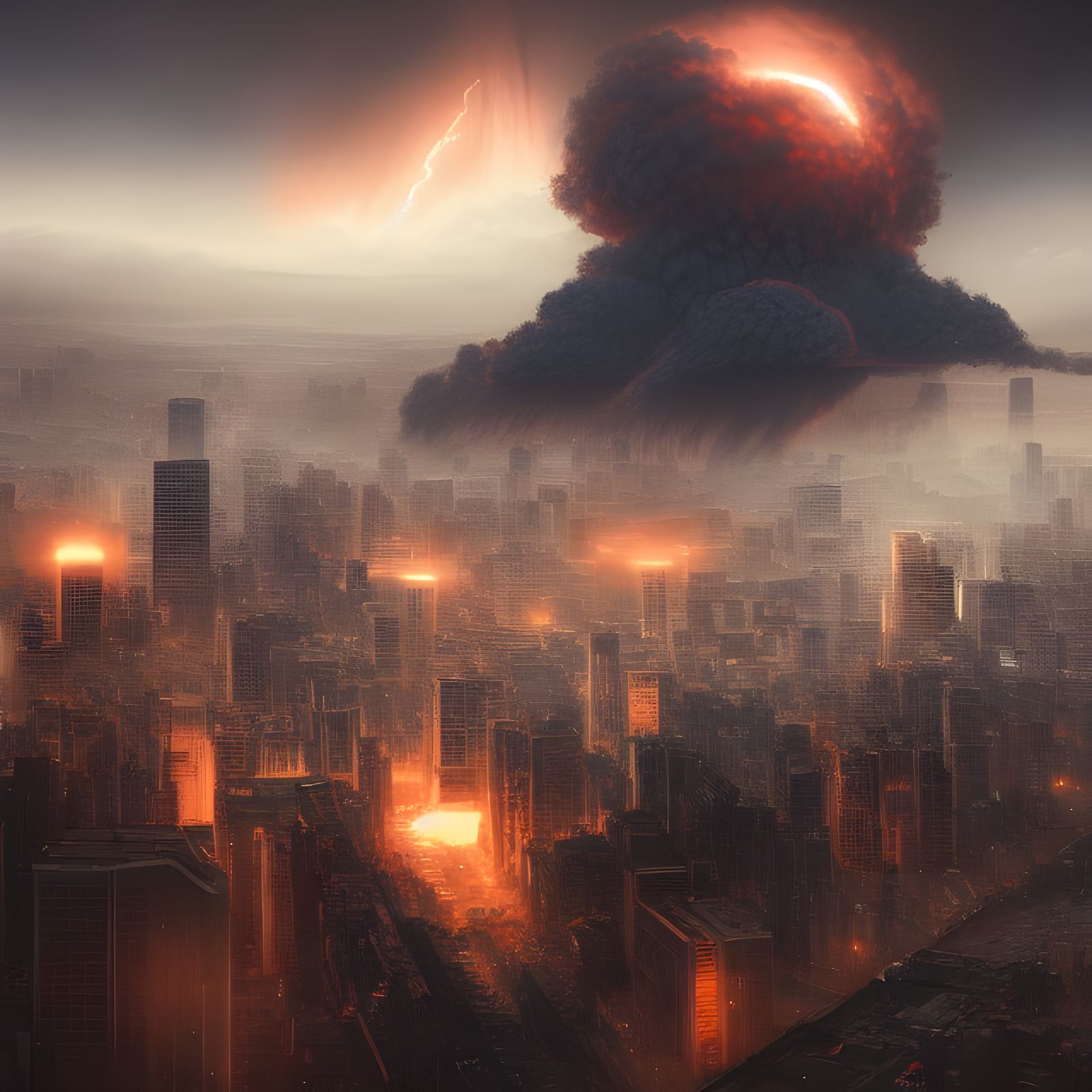 Tokyo Nuclear Explosion by Peter Kamp, Artgerm Style