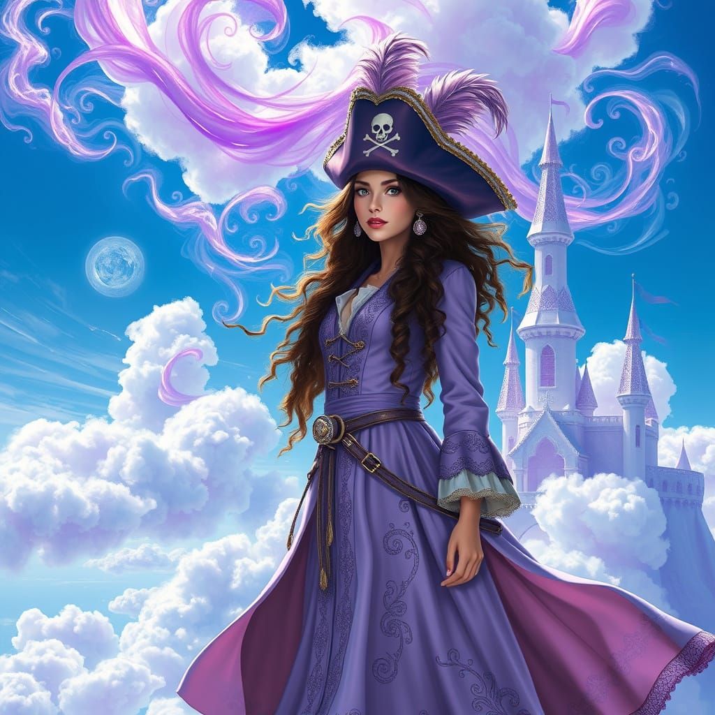 Surrealist Princess Reigns in Lavender Cloud Castle