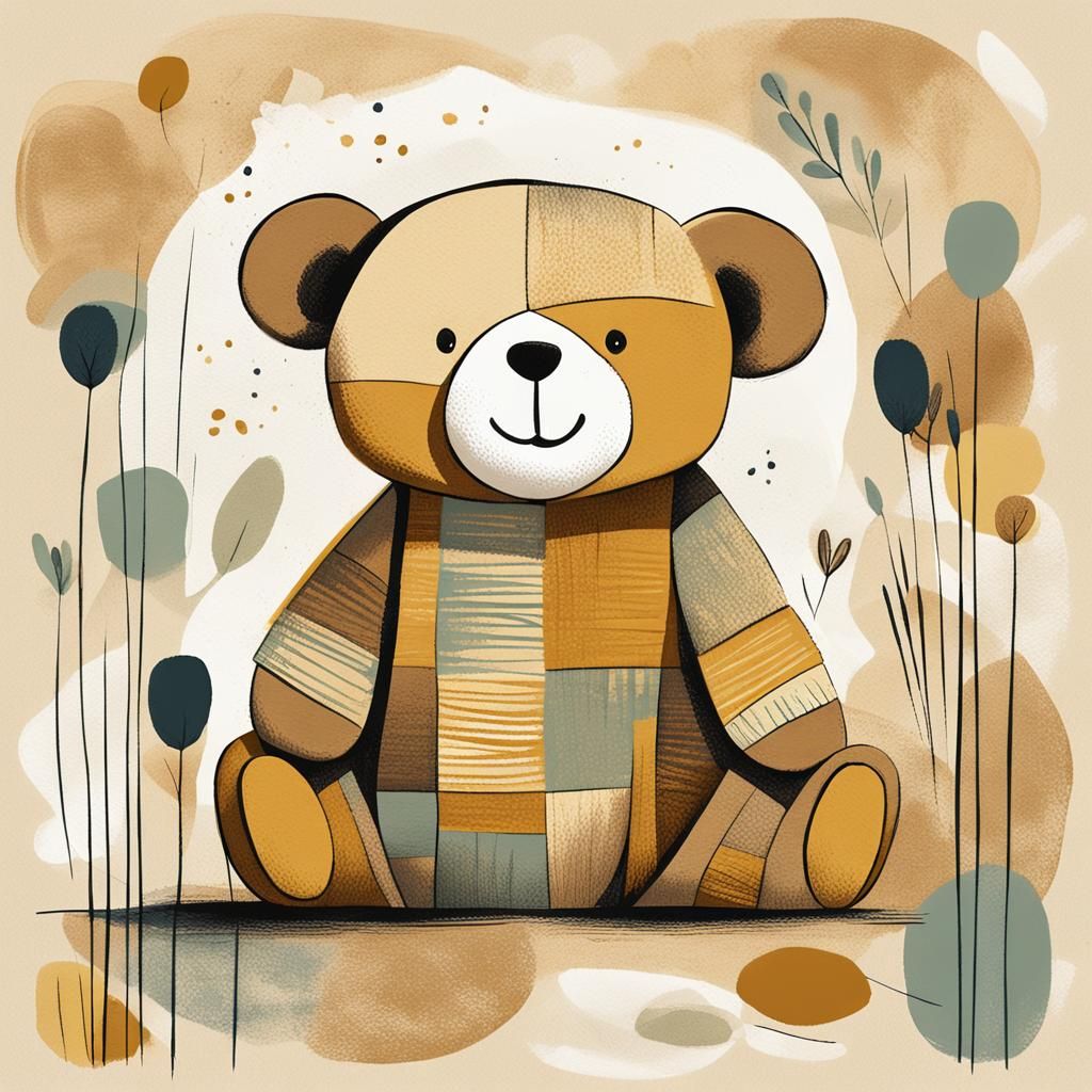 Smiling Cloth Bear Illustration in Graphic Style