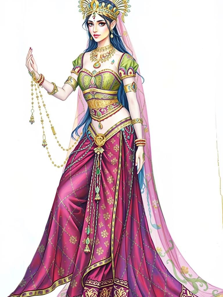 Ancient Indian Princess in Opulent Attire