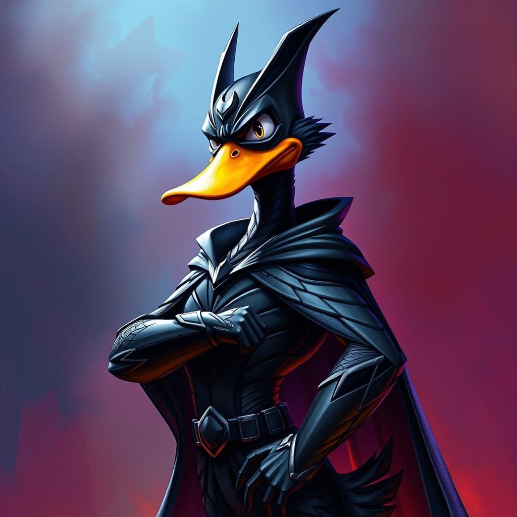 Hyperrealistic Noir-Inspired Darkwing Duck Splash Art