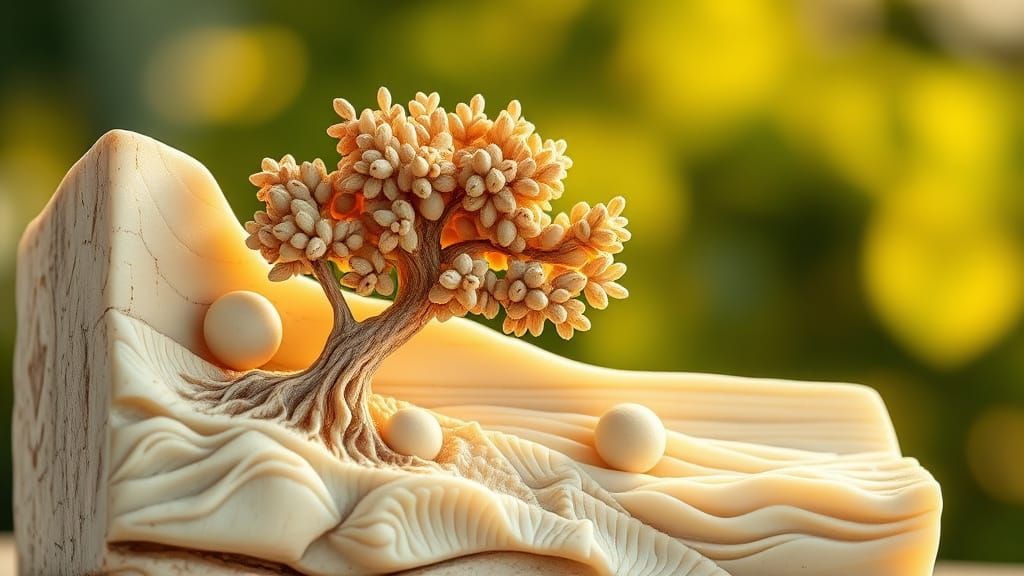 Antique Ivory Bas Relief Sculpture of Mediterranean Landscap...