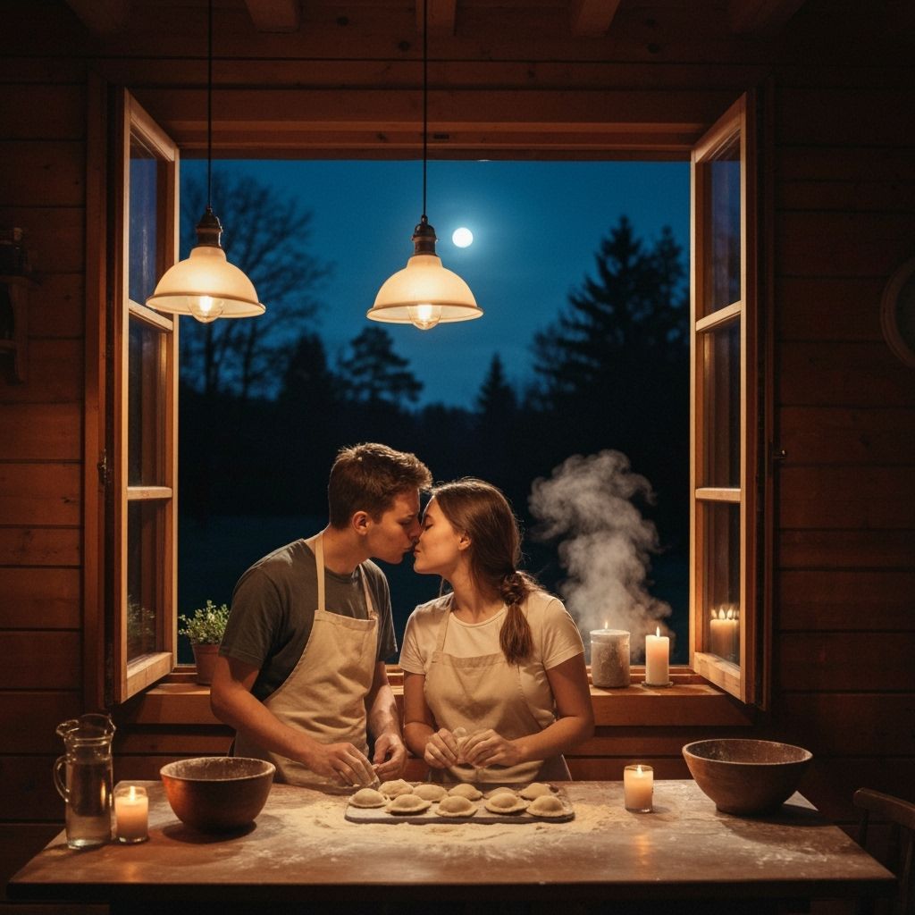 Couple Making Pierogi in Rustic Polish Kitchen