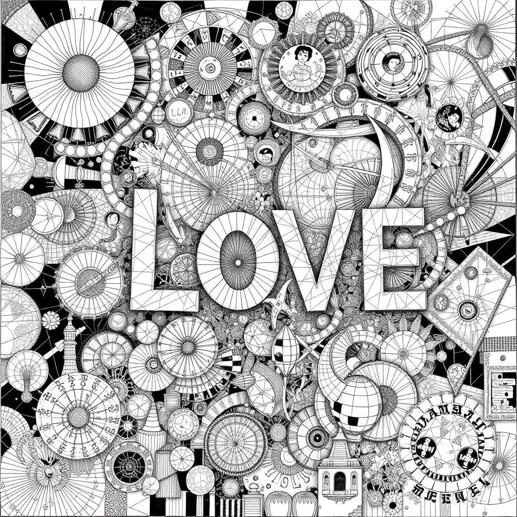 Surreal Mosaic Artwork Exploring the Concept of Love