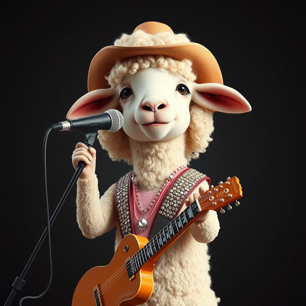 Country Music Sensation Sheep Sings with Big Blonde Hair