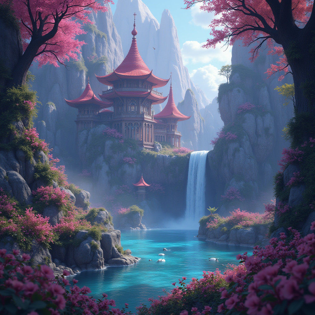 Magical Fairy Utopia: Detailed Matte Painting