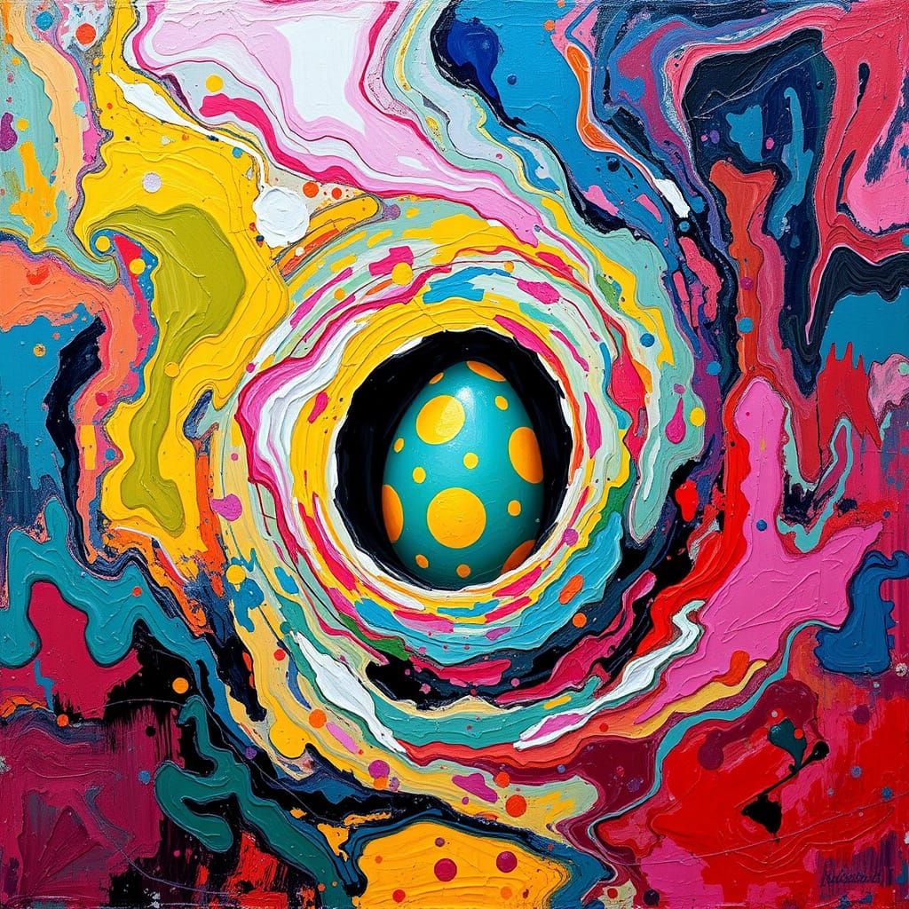 Abstract Artwork with Hidden Easter Egg in Layered Abstracti...