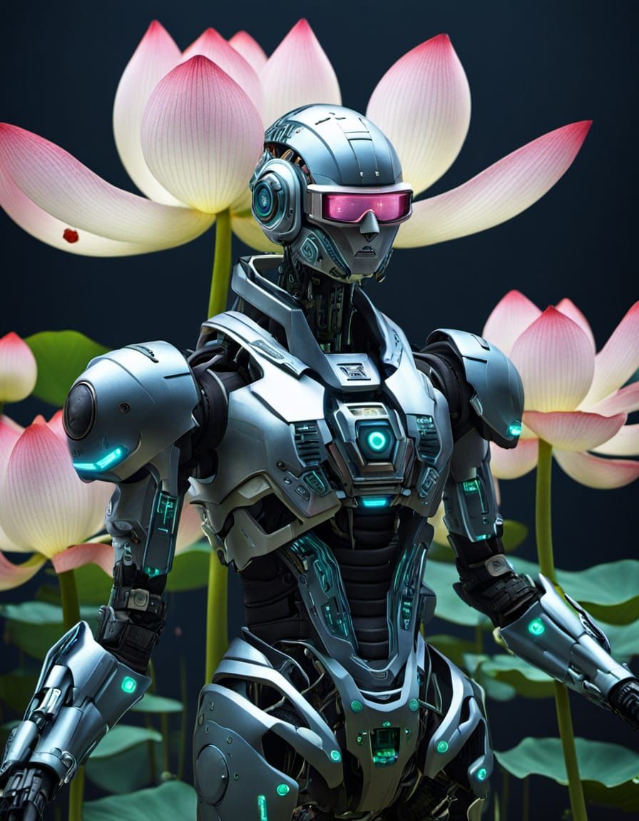 Cyber Lotus Blooms in Neon Dreamscape