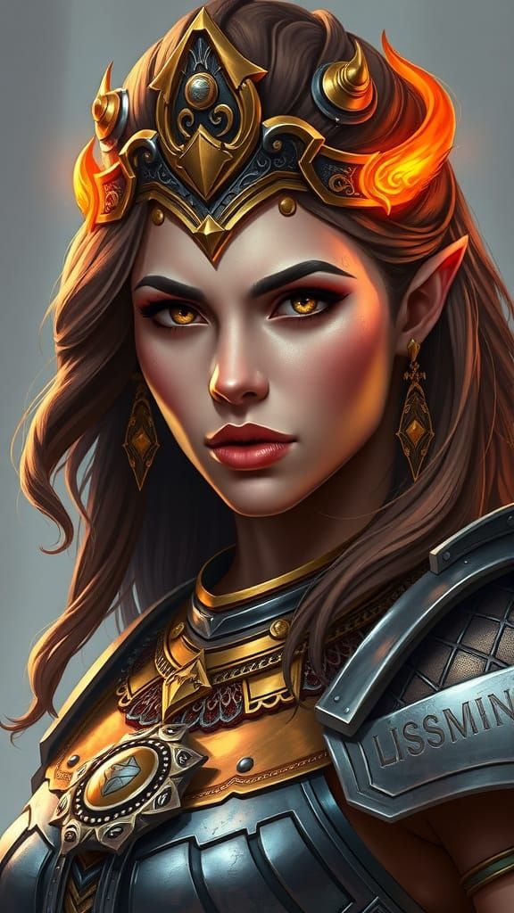 Regal Amazon Warrior Inspired by Athena in Fantasy Portrait