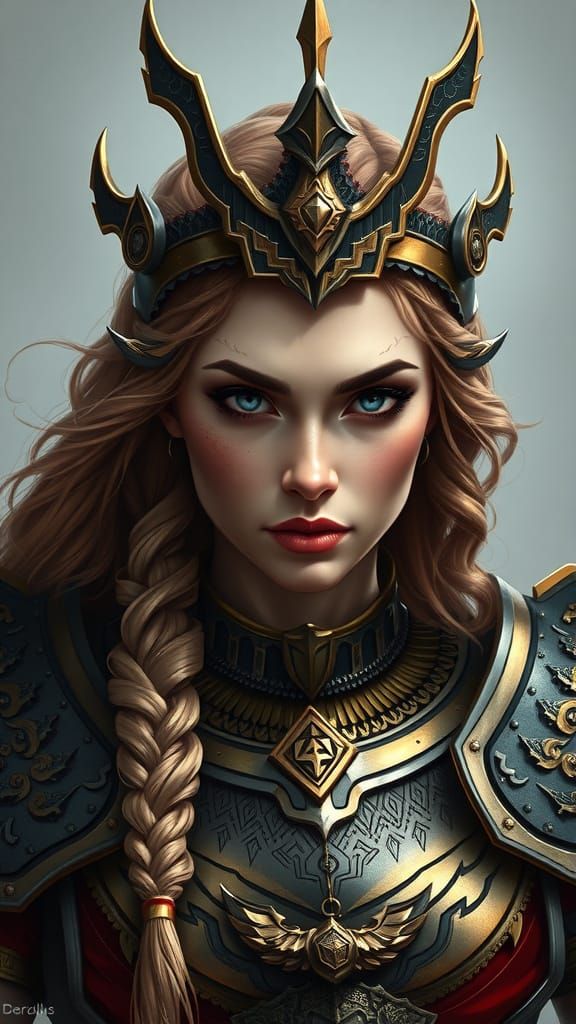 Regal Amazon Valkyrie in Vibrant Digital Painting