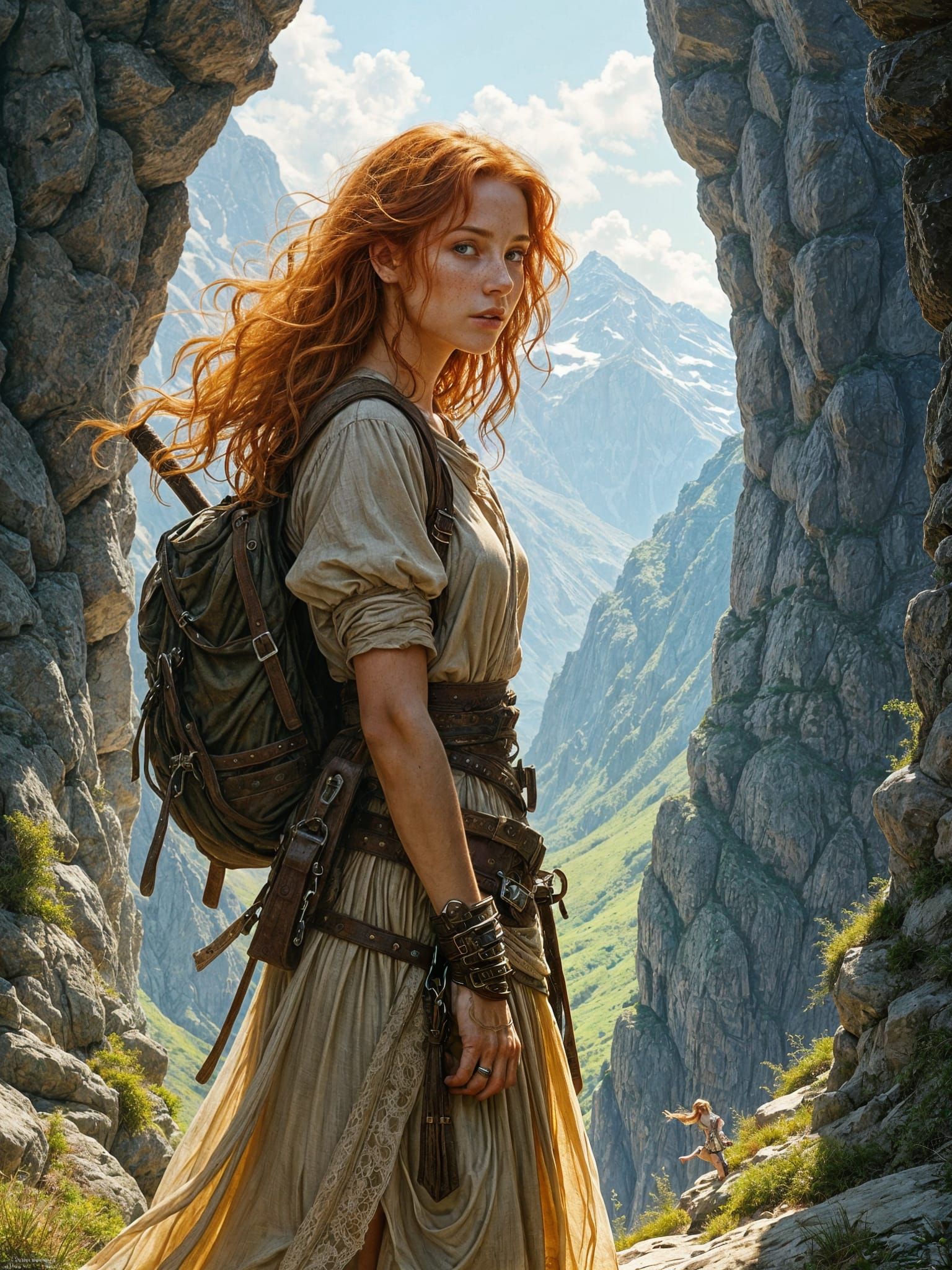 Ginger Adventurer in Mountain Pass, Royo Style