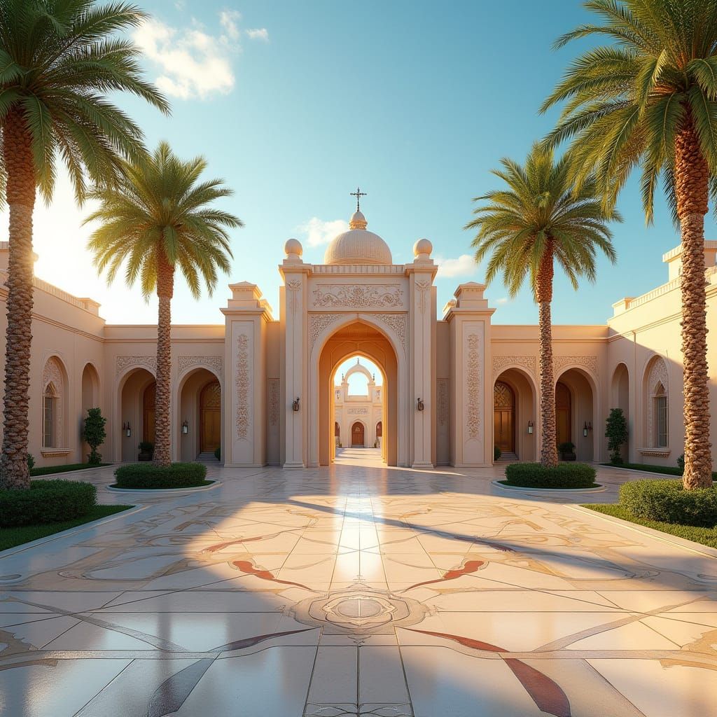 Muscat in Oman with the fine entrance to the Royal Palace 3D...