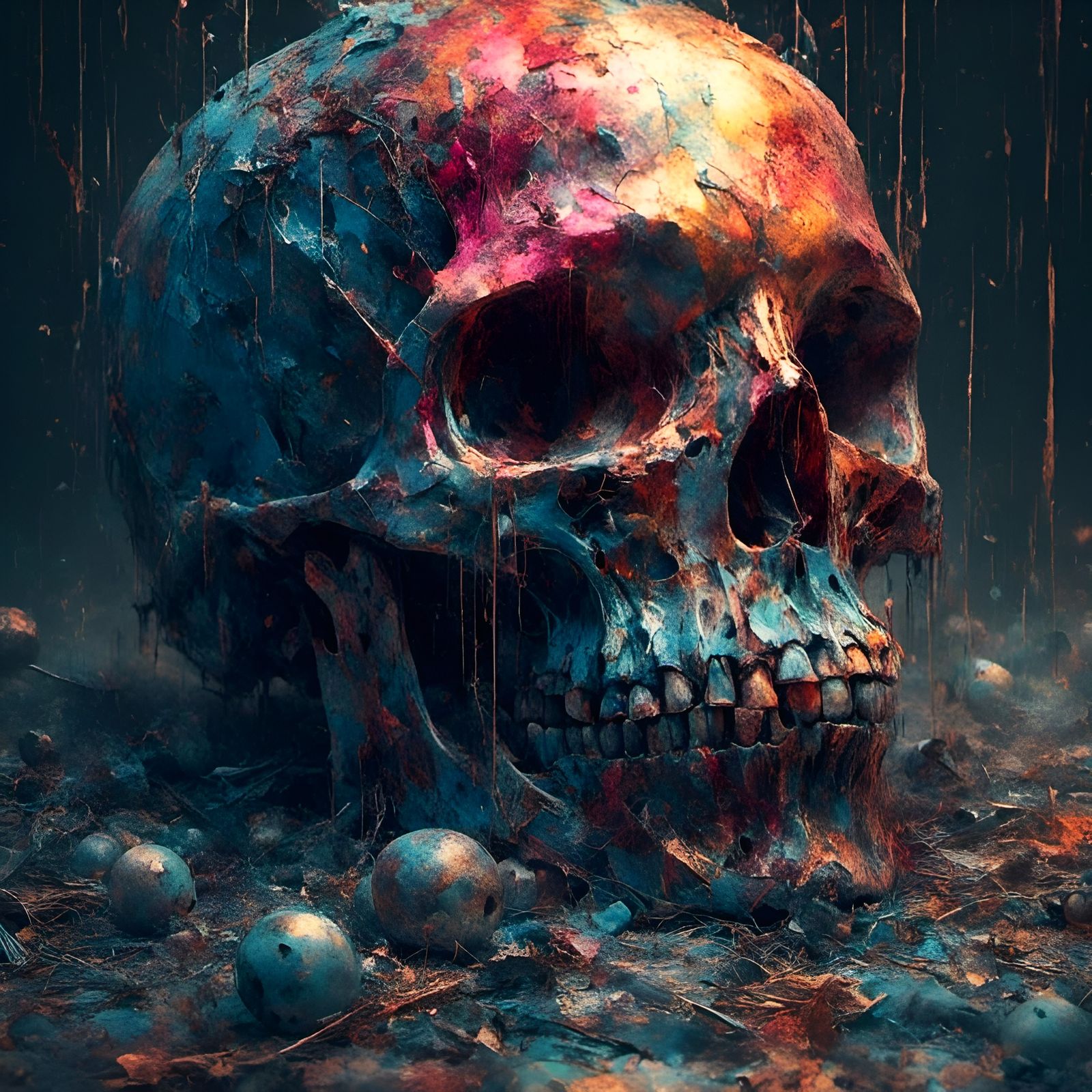 Eclectic Skull with Fantasy and Macabre Elements