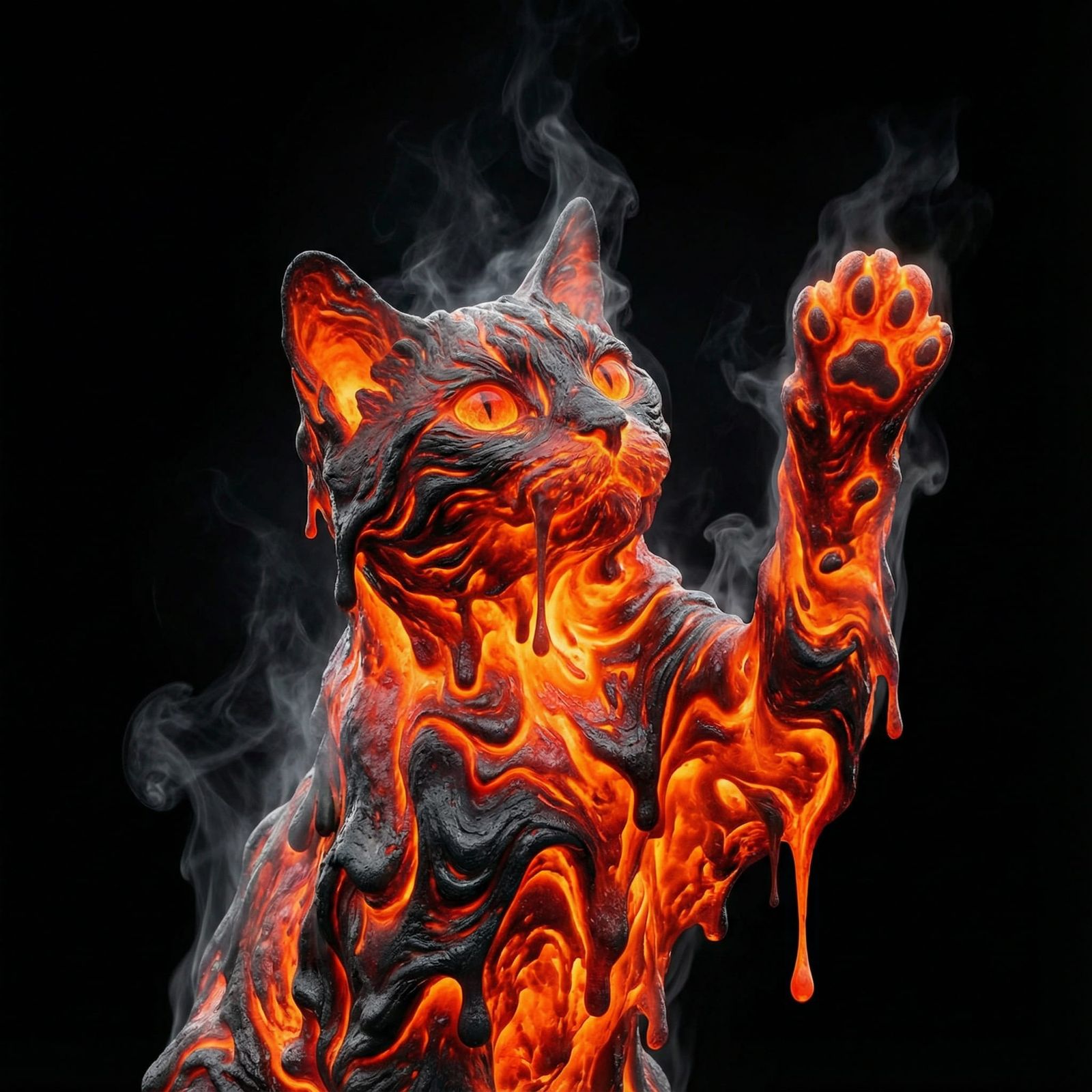 Lava Cat Portrait Waving Hello