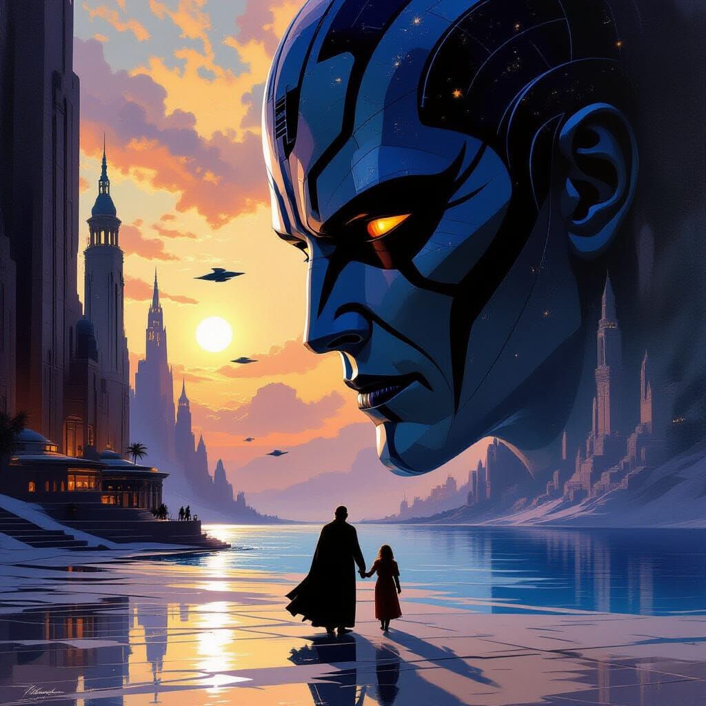 Star Wars Phantom Menace Poster as Fantasy Matte Painting