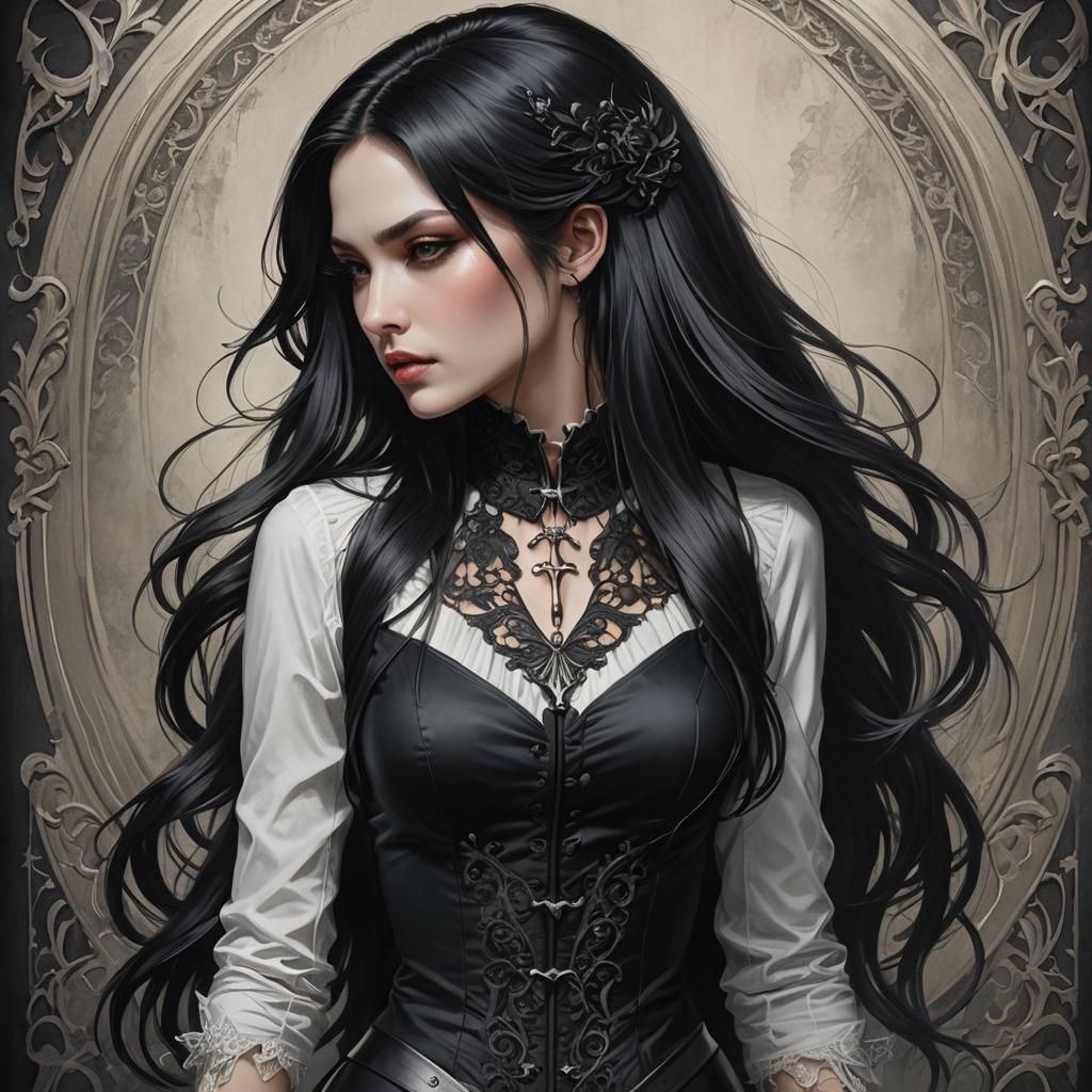 Gothic Romance Portrait of Androgynous Girl by Artgerm