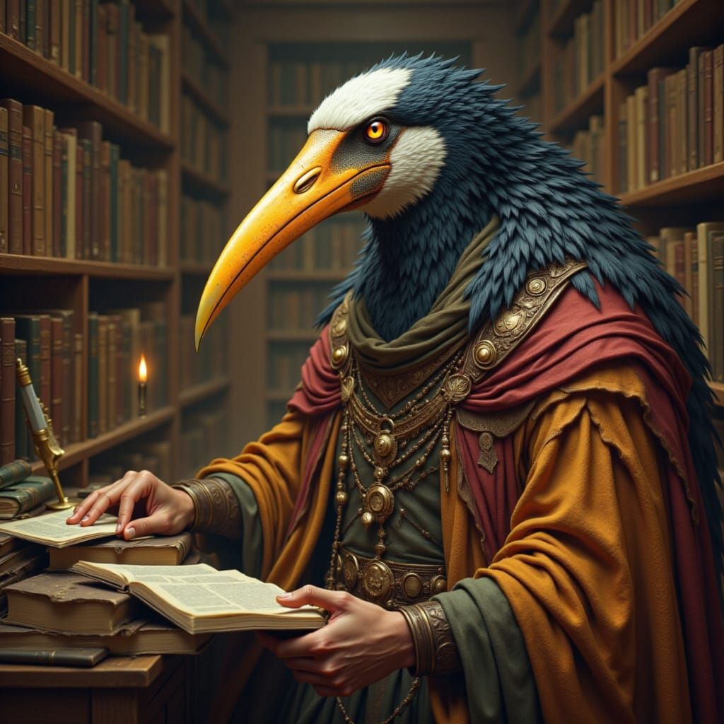 Thoth with Ibis Head in Library