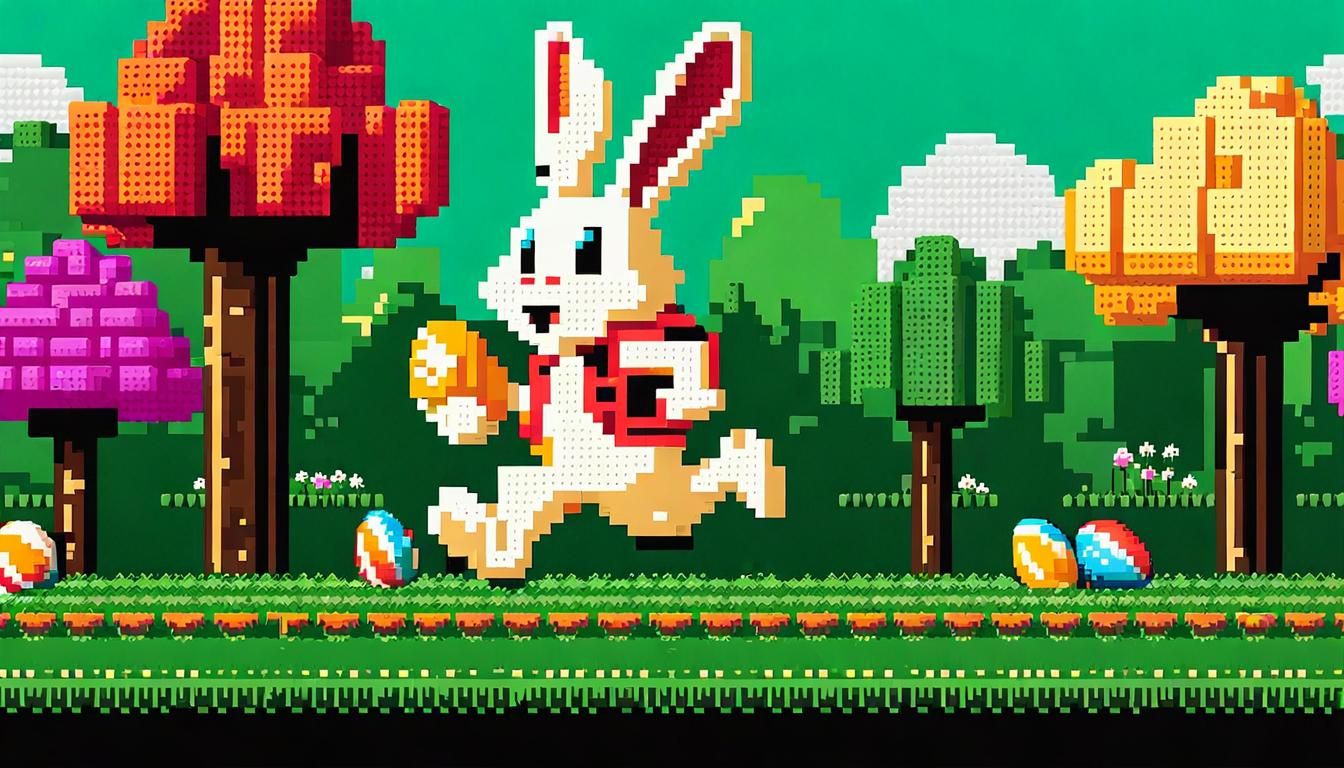 8-bit Pixel Art Bunny Easter Egg Game