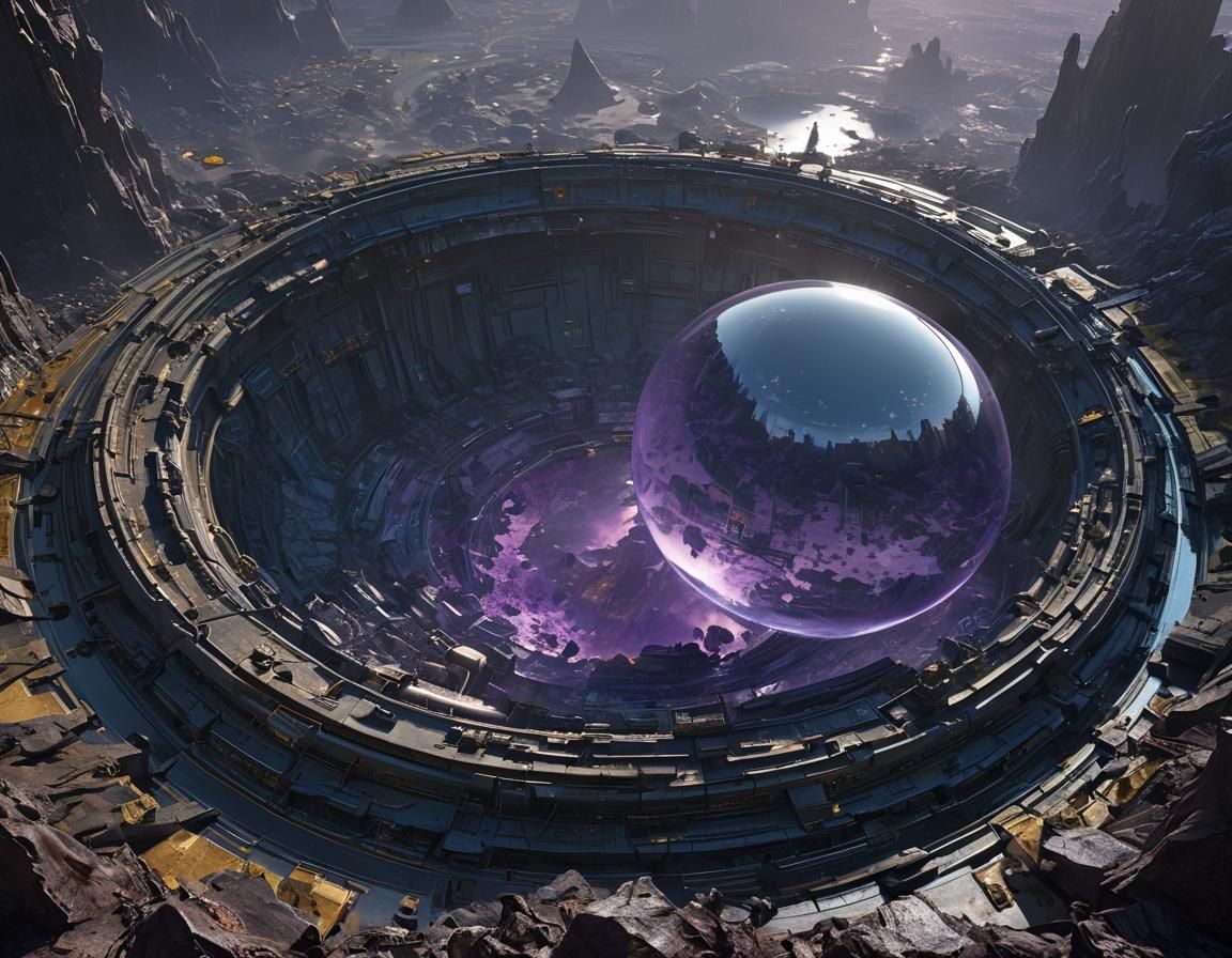 Alien City in Glass Dome: Dark Fantasy Concept Art