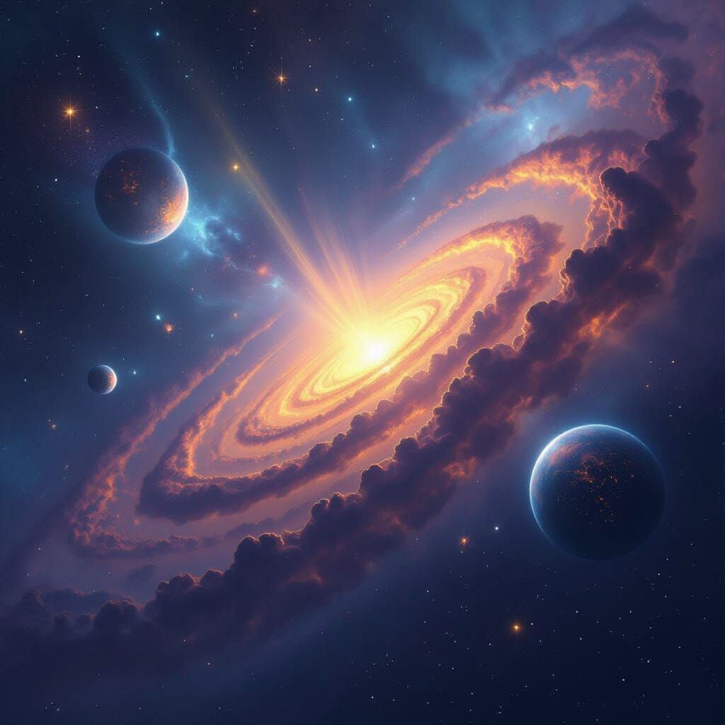 Majestic Cosmos with Glowing Nebula Clouds