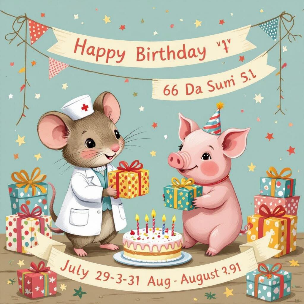 Mouse Doctor Celebrates Piglet Birthday in Whimsical Style