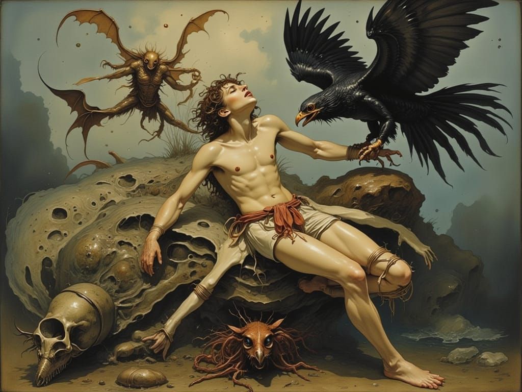 Prometheus Bound in Surrealist Nightmare