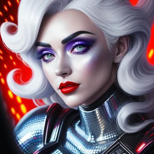 Atomic Age Alien Pin-Up in Pop Art Style