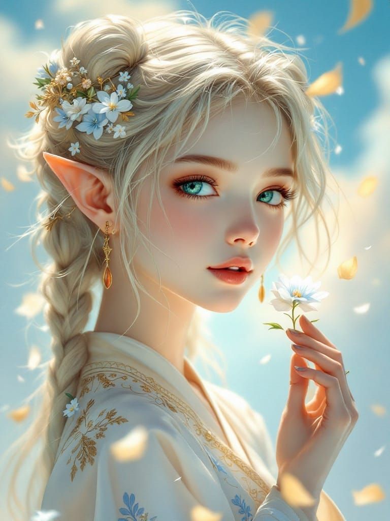 Dreamy Anime Elf Maiden in Soft Focus