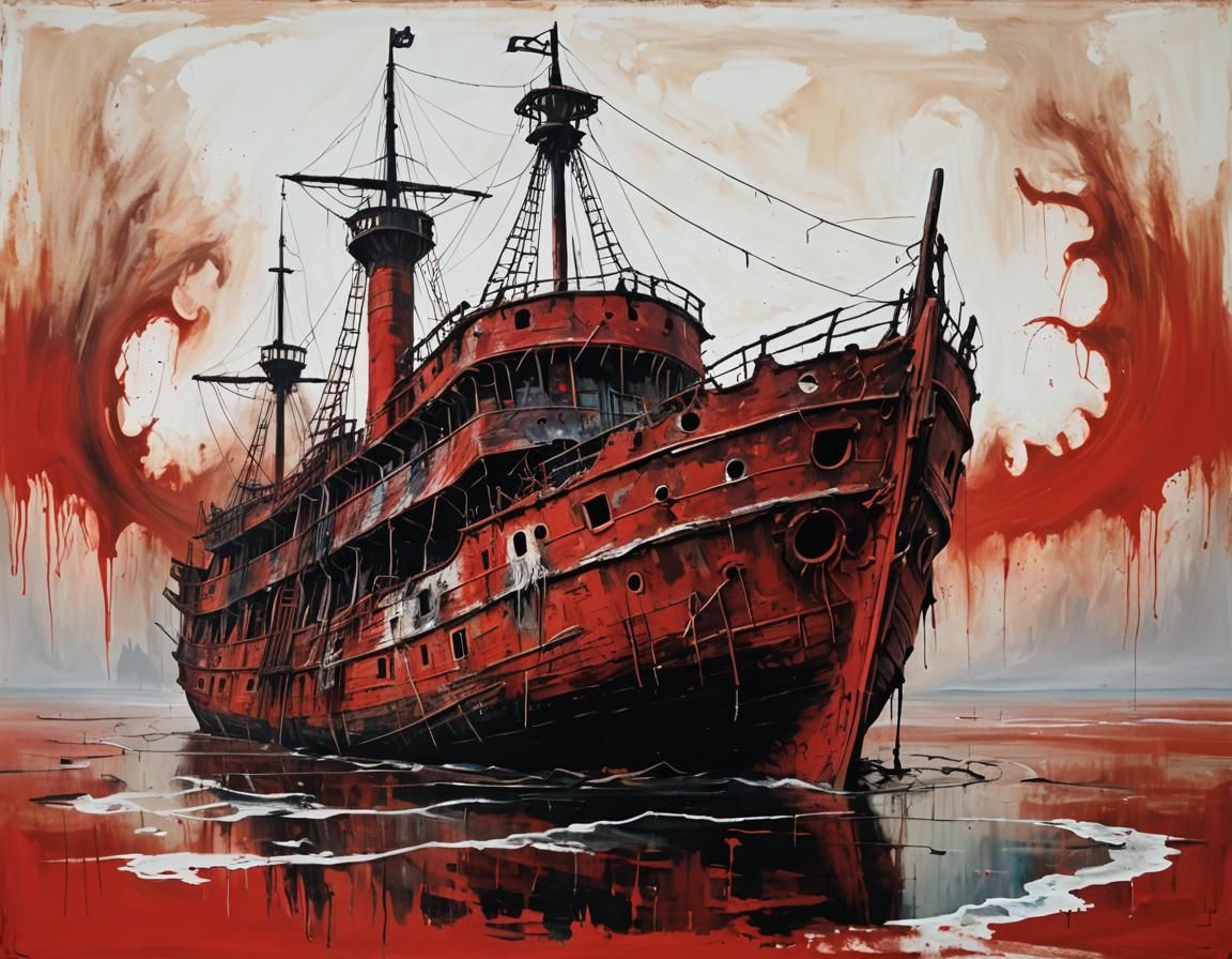Ghost Ship Confronts the Crimson Sea