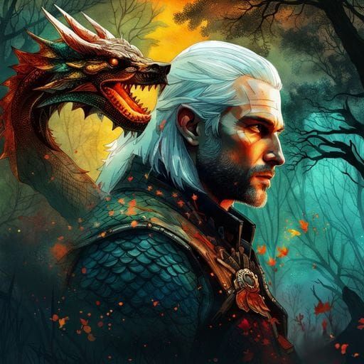 Witcher and Dragon Battle Scene