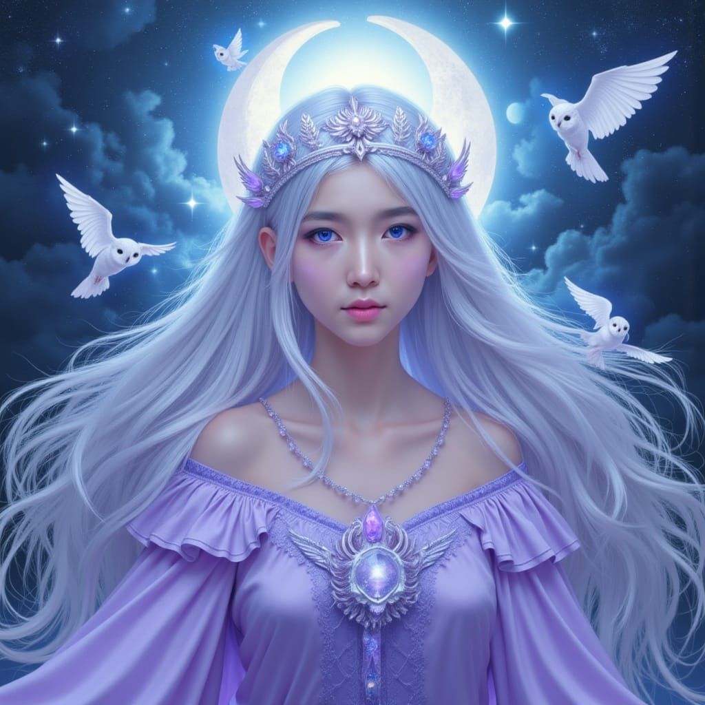 Goddess of Moonlight and Dreams: A Digital Portrait
