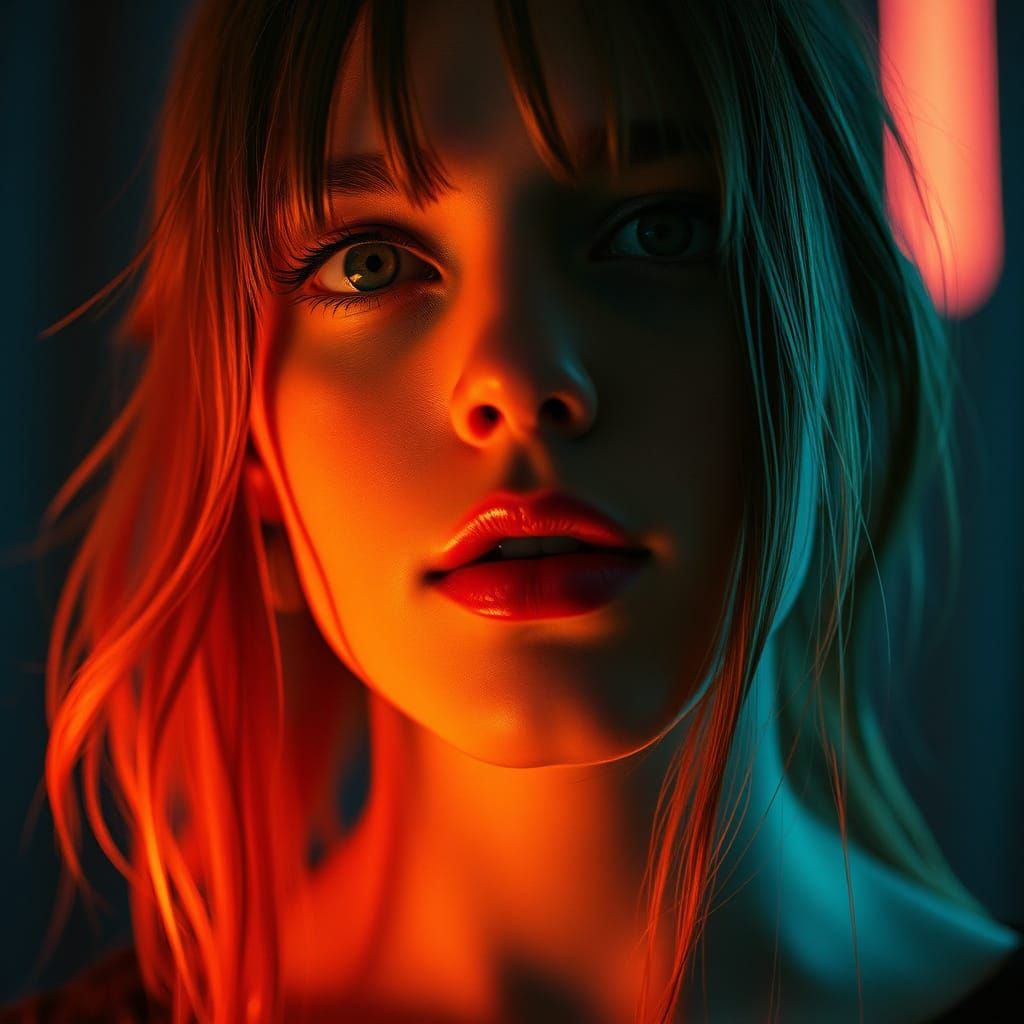 Cyberpunk Portrait in Warm, Cinematic Lighting