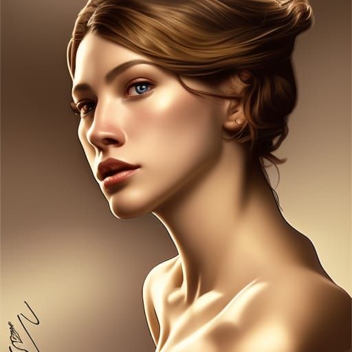 Elegant Woman with Lace Collar, Digital Art