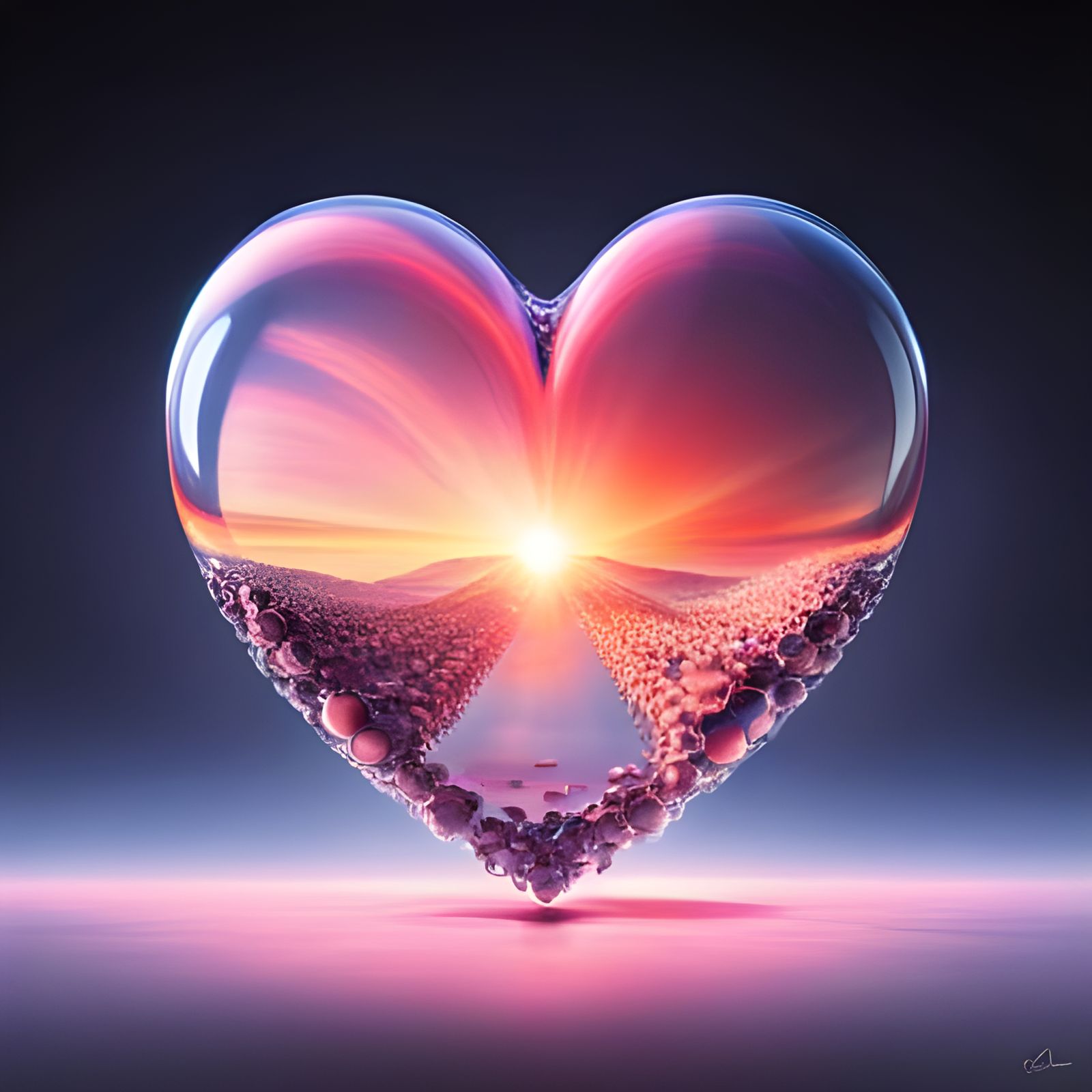 Bubble Heart: A Cluster of Pearlescent Bubbles