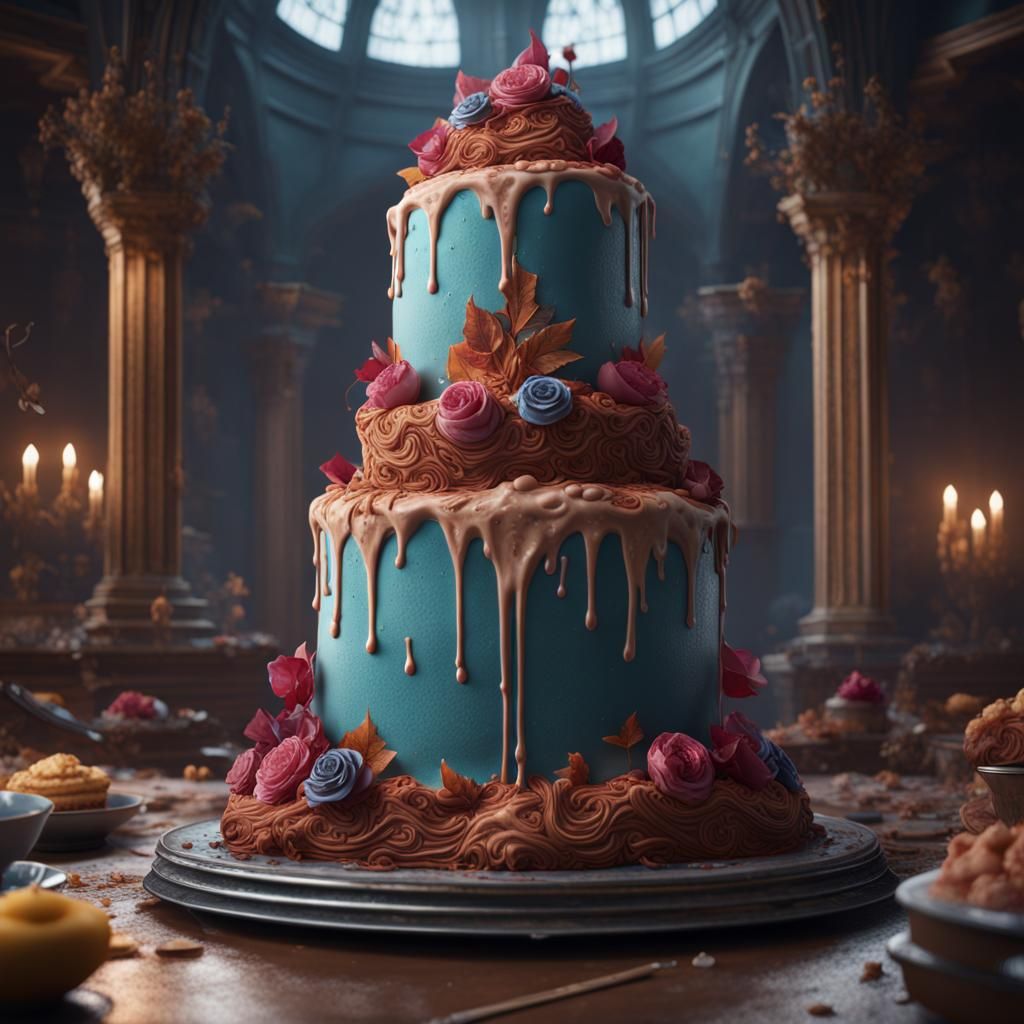 Fantastical Cake Concept Art in Deep Color