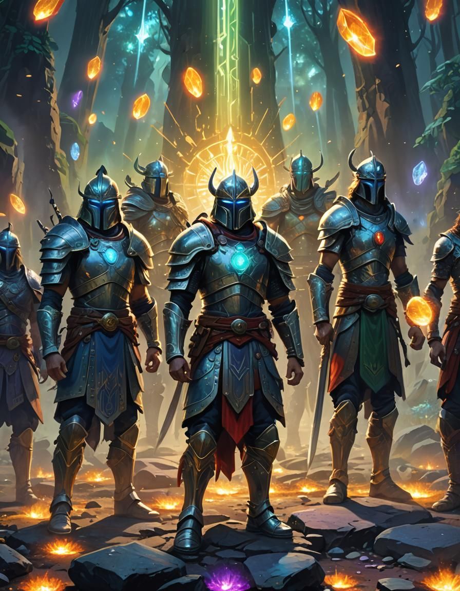 Warriors Confront Enemy in Epic Fantasy Art