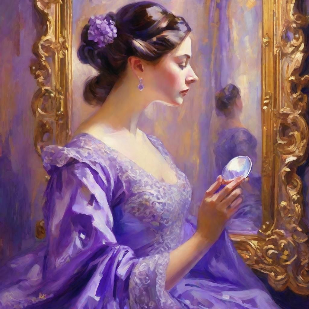 Lady in Purple Gown: Neo-Impressionist Digital Art