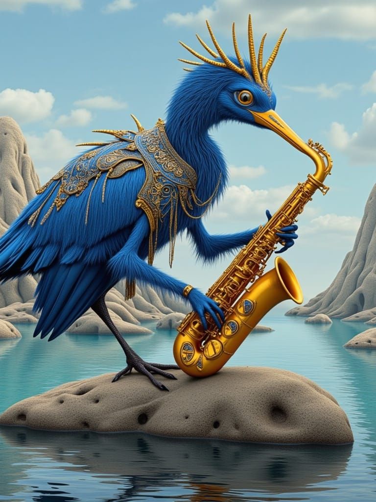 Ethereal Saxophonist on an Alien Planet