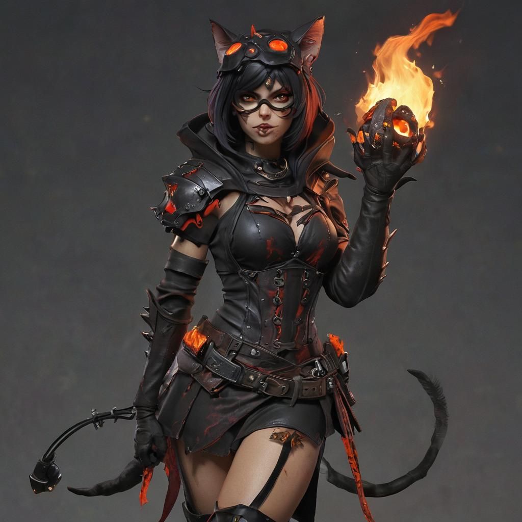 Pyromancer Necromancer Cat Girl