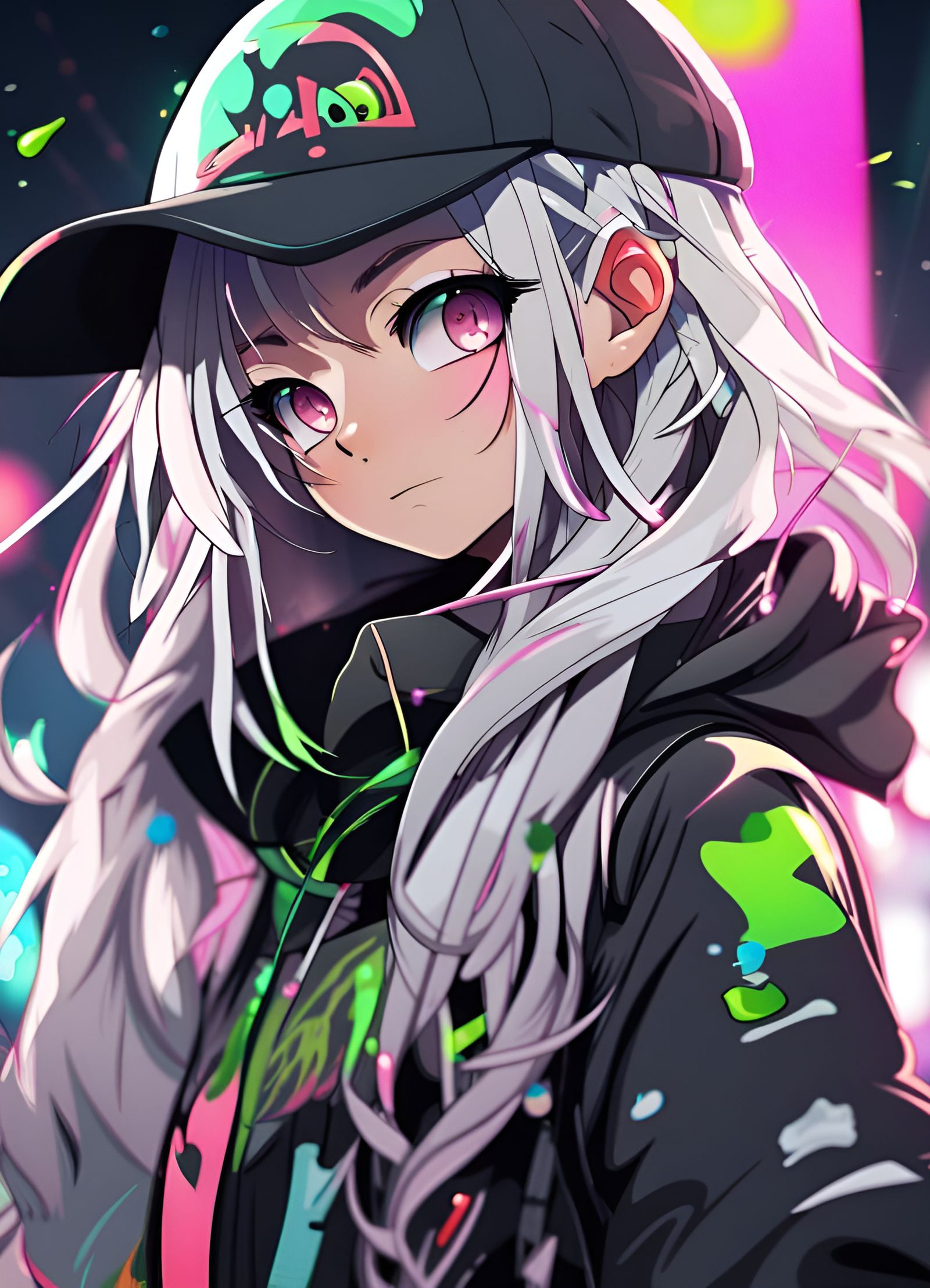 Anime Girl Portrait in Graffiti Style