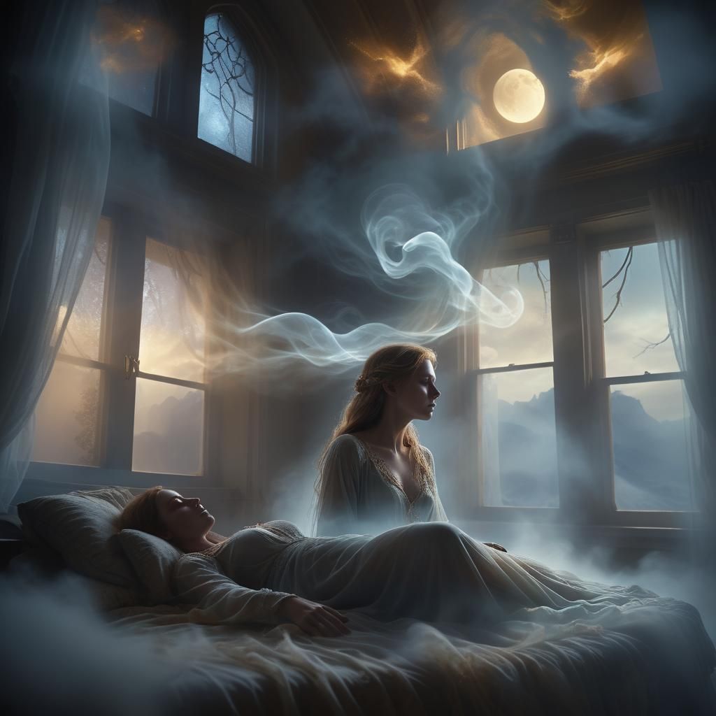 Ethereal Spectral Spirit Looms in Digital Painting