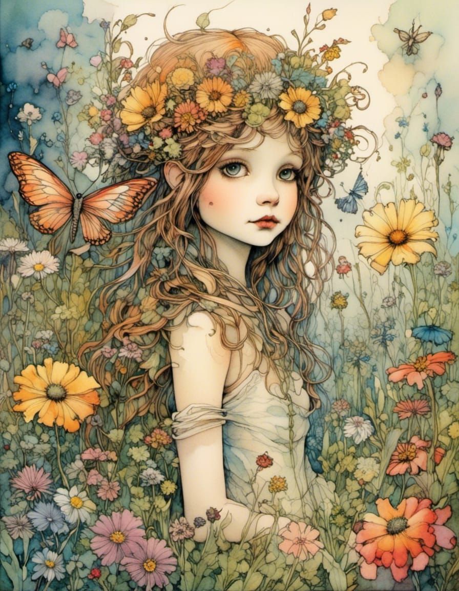 Girl with Butterflies