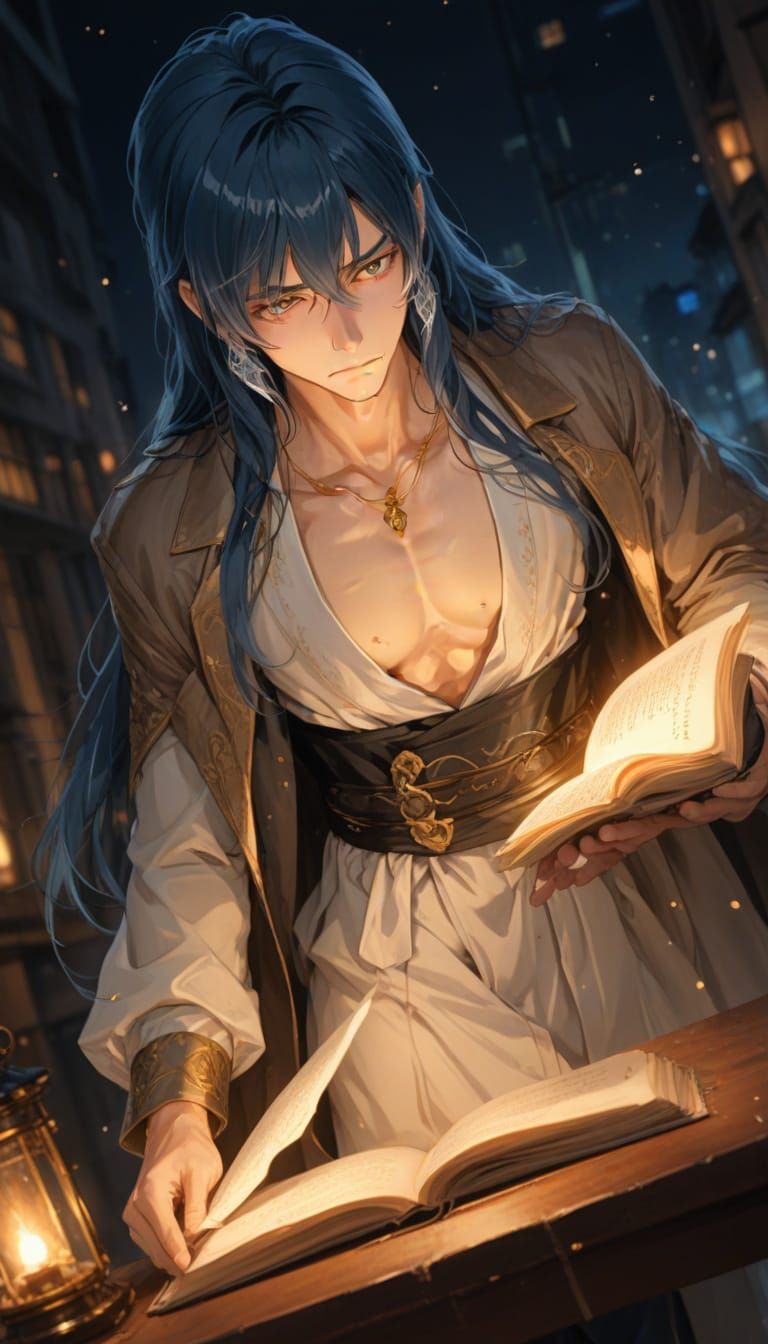 Elegant Anime Gentleman with Soft Black Hair