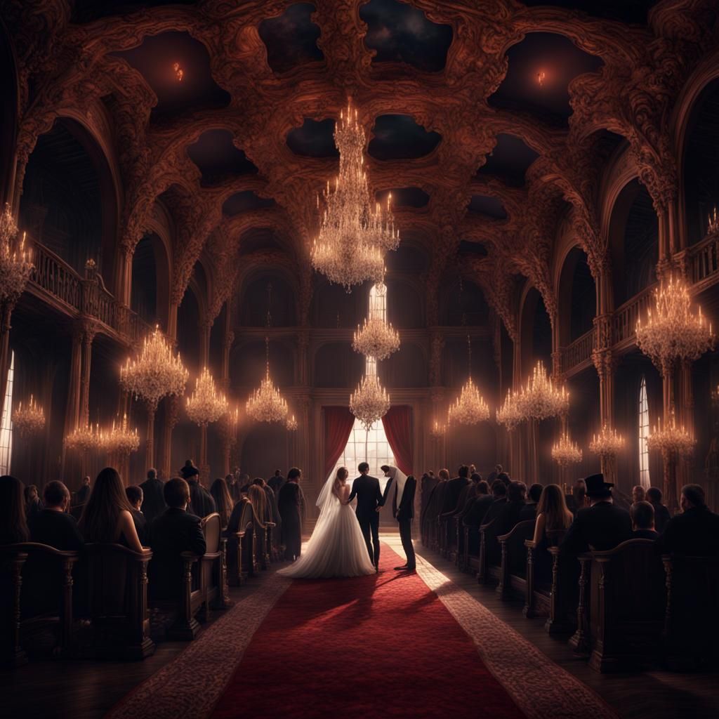 Vampire Wedding Hall: A Dramatic Digital Painting
