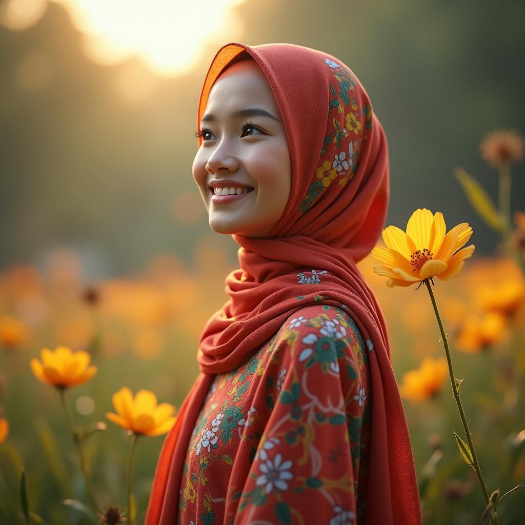 Malay Lady in Kaftan: Dreamlike 3D Render